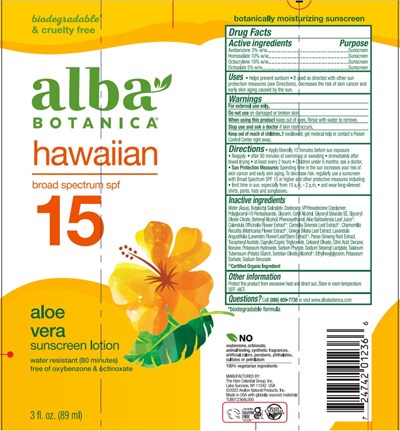 Label (Alba Hawaiian Spf 15 Aloe)